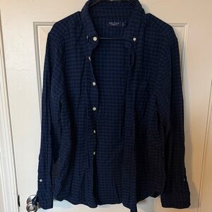 Nautica Men's Dark Blue Checkered Shirt